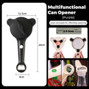 4-in-1 Multi-Function Can Opener, Essential Kitchen Tool for Opening Lids, Multi-Size Bottle Opener - Black