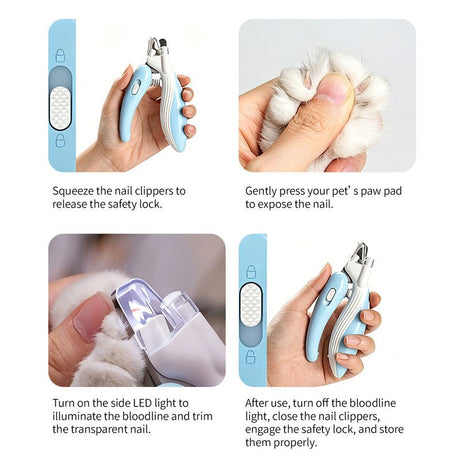 Pet Nail Clippers with Light, Splatter-Proof and Safe, Universal Tool for Cats and Dogs, LED Light for Locating the Quick - Pink