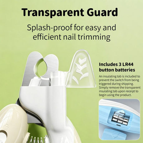 Pet Nail Clippers with Light, Splatter-Proof and Safe Grooming Tool, Universal for Cats and Dogs, LED Light for Locating the Quick - Off-White