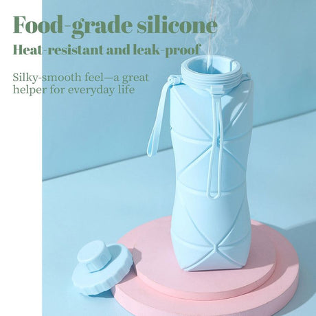 800ml Large-Capacity Food-Grade Silicone Folding Water Cup, Portable Outdoor High-Temperature Resistant Water Bottle, Travel and Camping Compressible Water Bottle, Travel Water Cup - Green
