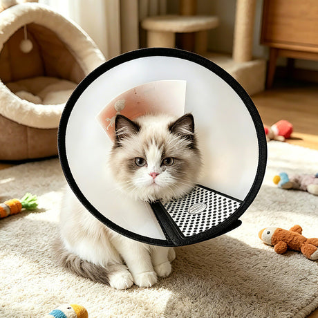Classic Elizabethan Collar - Anti-Licking Collar - Multiple Sizes - Adjustable - Bite-Resistant - Transparent - Flea & Tick Prevention & Anti-Licking - Velcro Closure - For Cats & Dogs -16-19CM - 1 Piece