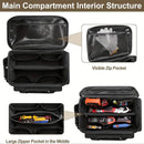 14 Inch Heavy Duty Electrician Tool Bag, Multi Compartment Hardware Carry Bag for Carpenter Tradesmen