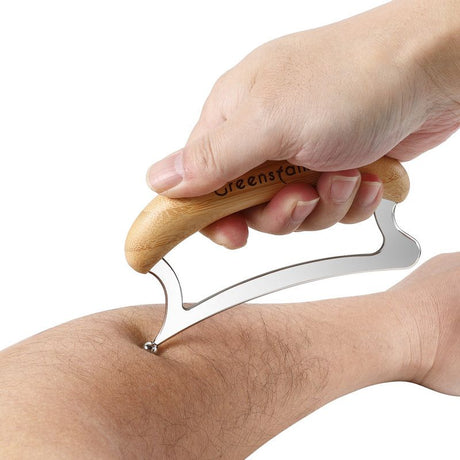 Bamboo Wood Handle Fascia Release Tool – Stainless Steel Deep Muscle Massager Scraper for Body Relief