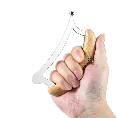 Bamboo Wood Handle Fascia Release Tool – Stainless Steel Deep Muscle Massager Scraper for Body Relief