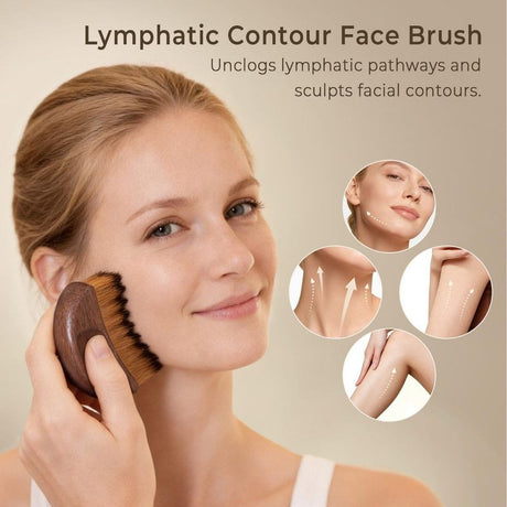 Walnut Wood Lymphatic Drainage Facial Brush – Gua Sha Tool for Contouring and De-Puffing