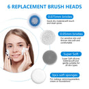 Multifunctional Electric Facial Cleanser - 6-in-1 Electric Facial Cleanser - Home Beauty Device - IPX7 Waterproof - 5 Brush Heads - Hot Compress Facial Cleanser