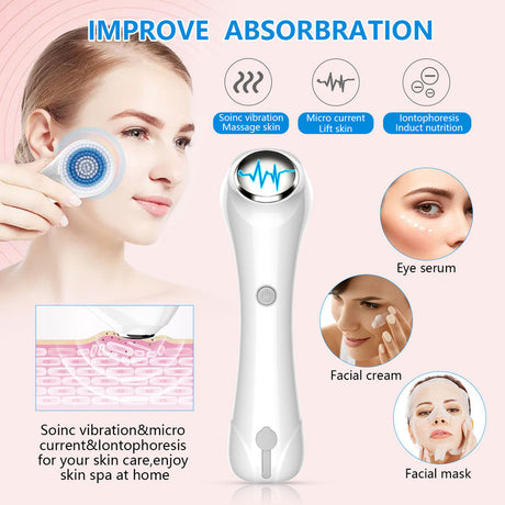 Multifunctional Electric Facial Cleanser - 6-in-1 Electric Facial Cleanser - Home Beauty Device - IPX7 Waterproof - 5 Brush Heads - Hot Compress Facial Cleanser