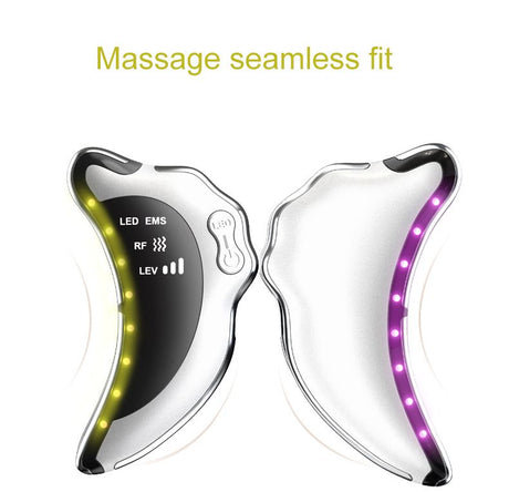 <p>EMS Microcurrent Facial Device with RF Radio Frequency, 5 Light Therapy, Thermal Heating & Ionic Vibration Massage, Electric Gua Sha for Face, Chin, Arm & Leg, Anti-Aging Skin Tightening & Body Sculpting Tool, Quiet Skincare Massager</p>