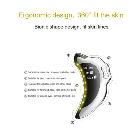 <p>EMS Microcurrent Facial Device with RF Radio Frequency, 5 Light Therapy, Thermal Heating & Ionic Vibration Massage, Electric Gua Sha for Face, Chin, Arm & Leg, Anti-Aging Skin Tightening & Body Sculpting Tool, Quiet Skincare Massager</p>