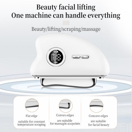 3-Speed Adjustable Smart Gua Sha Device - Photon Skin Rejuvenation Beauty Tool - EMS Microcurrent Lifting - Facial Massage Beauty Device - Constant-Temperature Gua Sha Beauty Device - Smart Digital Electric Gua Sha Board - Home Facial Care Tool - White