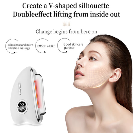 3-Speed Adjustable Smart Gua Sha Device - Photon Skin Rejuvenation Beauty Tool - EMS Microcurrent Lifting - Facial Massage Beauty Device - Constant-Temperature Gua Sha Beauty Device - Smart Digital Electric Gua Sha Board - Home Facial Care Tool - White