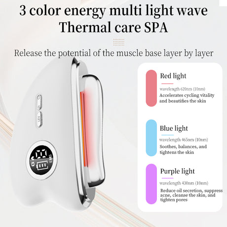 3-Speed Adjustable Smart Gua Sha Device - Photon Skin Rejuvenation Beauty Tool - EMS Microcurrent Lifting - Facial Massage Beauty Device - Constant-Temperature Gua Sha Beauty Device - Smart Digital Electric Gua Sha Board - Home Facial Care Tool - White
