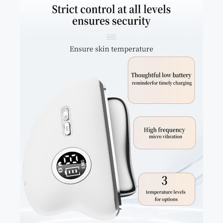 3-Speed Adjustable Smart Gua Sha Device - Photon Skin Rejuvenation Beauty Tool - EMS Microcurrent Lifting - Facial Massage Beauty Device - Constant-Temperature Gua Sha Beauty Device - Smart Digital Electric Gua Sha Board - Home Facial Care Tool - White
