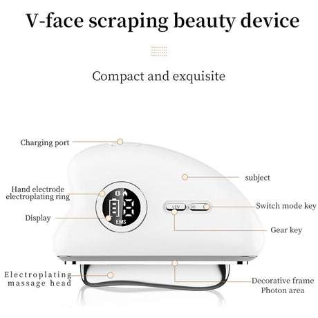 3-Speed Adjustable Smart Gua Sha Device - Photon Skin Rejuvenation Beauty Tool - EMS Microcurrent Lifting - Facial Massage Beauty Device - Constant-Temperature Gua Sha Beauty Device - Smart Digital Electric Gua Sha Board - Home Facial Care Tool - White