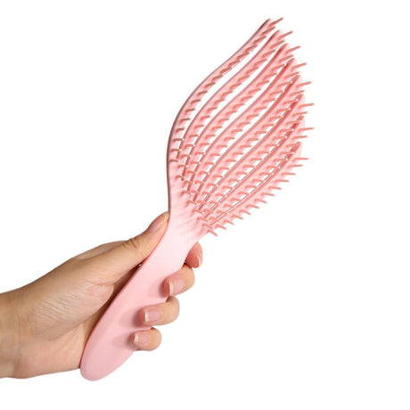 1PC Mermaid Fish Bone Brush – Wet & Dry Detangling Brush – High-Elasticity Wide-Tooth Comb, Tangle-Free – Volumizing Styling Brush for Women with Long or Curly Hair,Pink.