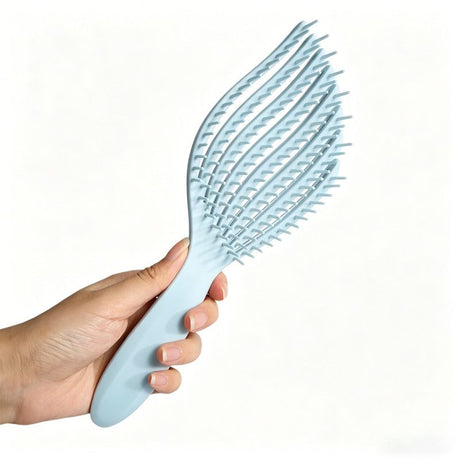 1PC Mermaid Fish Bone Brush – Wet & Dry Detangling Brush – High-Elasticity Wide-Tooth Comb, Tangle-Free – Volumizing Styling Brush for Women with Long or Curly Hair,Blue.