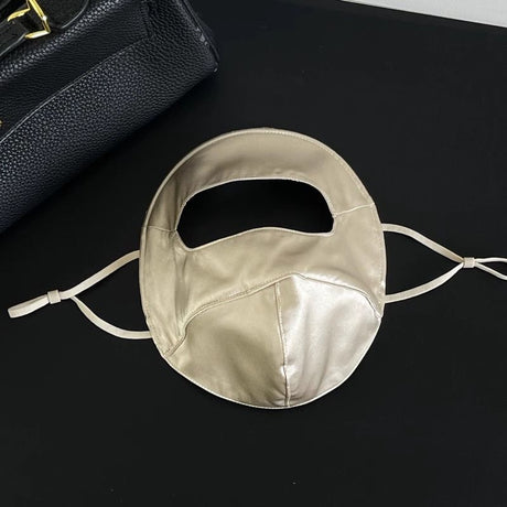 Mulberry Silk Sun Protection Face Mask – UV Blocking Breathable Dust Mask for Outdoor Cycling (Short Style, Gold)