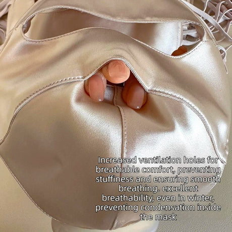 Mulberry Silk Sun Protection Face Mask – UV Blocking Breathable Dust Mask for Outdoor Cycling (Short Style, Gold)
