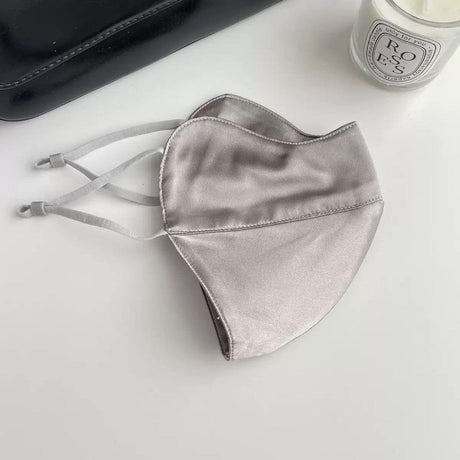 Pure Mulberry Silk Face Mask – Breathable UV Protection Reusable Mask for Daily Wear (Gray)