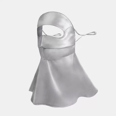 Long-Style Neck-Covering Silk Sun Protection Mask – Full-Face UV Blocking Mask for Cycling and Outdoor Activities (Gray)