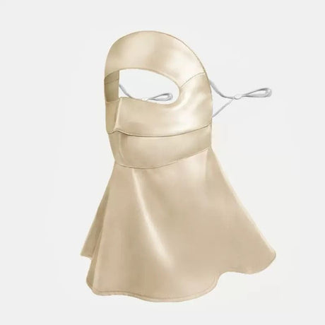 Long-Style Neck-Covering Silk Sun Protection Mask – Full-Face UV Blocking Mask for Cycling and Outdoor Activities (Gold)