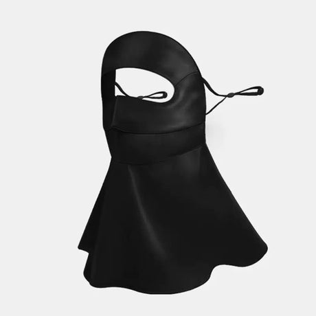Long-Style Neck-Covering Silk Sun Protection Mask – Full-Face UV Blocking Mask for Cycling and Outdoor Activities (Black)