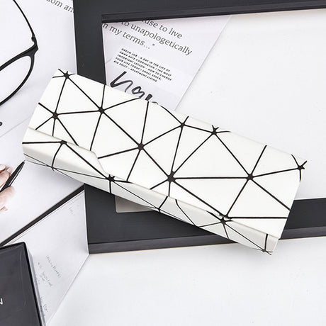 Premium Eyeglass Case - Retro Japanese Style - Sunglass Storage - Fashionable Geometric Pattern - Stylish Eyeglass Case - Durable and Shock-Resistant - Unisex - White