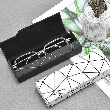 Premium Eyeglass Case - Retro Japanese Style - Sunglass Storage - Fashionable Geometric Pattern - Stylish Eyeglass Case - Durable and Shock-Resistant - Unisex - White