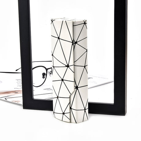 Premium Eyeglass Case - Retro Japanese Style - Sunglass Storage - Fashionable Geometric Pattern - Stylish Eyeglass Case - Durable and Shock-Resistant - Unisex - White