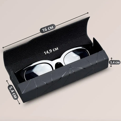 Premium Eyeglass Case - Retro Japanese Style - Sunglass Storage - Fashionable Geometric Pattern - Stylish Eyeglass Case - Durable and Shock-Resistant - Unisex - Black
