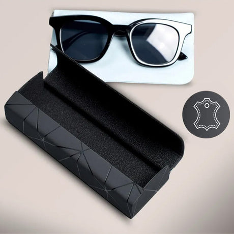 Premium Eyeglass Case - Retro Japanese Style - Sunglass Storage - Fashionable Geometric Pattern - Stylish Eyeglass Case - Durable and Shock-Resistant - Unisex - Black