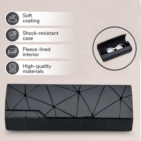 Premium Eyeglass Case - Retro Japanese Style - Sunglass Storage - Fashionable Geometric Pattern - Stylish Eyeglass Case - Durable and Shock-Resistant - Unisex - Black