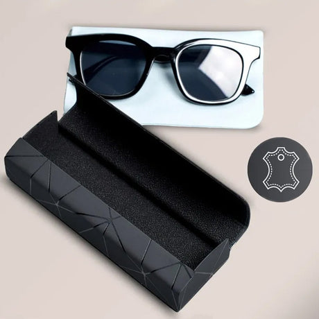 Premium Eyeglass Case - Retro Japanese Style - Sunglass Storage - Fashionable Geometric Pattern - Stylish Eyeglass Case - Durable and Shock-Resistant - Unisex - Black