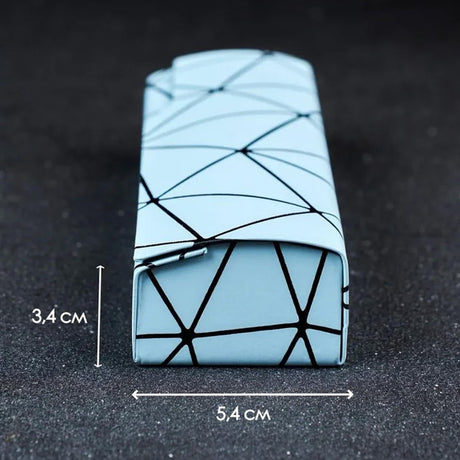 Premium Eyeglass Case - Retro Japanese Style - Sunglass Storage - Fashionable Geometric Pattern - Stylish Eyeglass Case - Durable and Shock-Resistant - Unisex - Blue