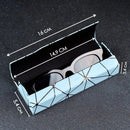 Premium Eyeglass Case - Retro Japanese Style - Sunglass Storage - Fashionable Geometric Pattern - Stylish Eyeglass Case - Durable and Shock-Resistant - Unisex - Blue
