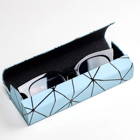 Premium Eyeglass Case - Retro Japanese Style - Sunglass Storage - Fashionable Geometric Pattern - Stylish Eyeglass Case - Durable and Shock-Resistant - Unisex - Blue