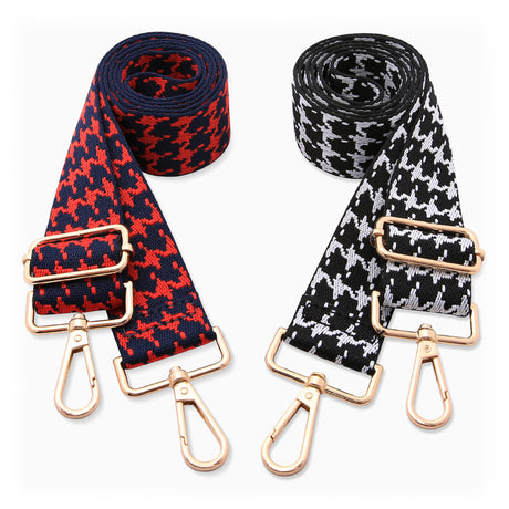 Two-piece set of jacquard webbing suitable for handbag straps, shoulder bag straps, and camera straps-Red and black