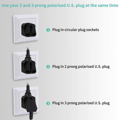 US to UK Power Plug Adapter, UROPHYLLA Type G Outlet Travel Power Adapter Plug for UK, Ireland, London, Hong Kong, Scotland, England, Dublin, Singapore - 3 Pack & Grounded 2 in 1 [Black]