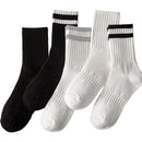 Mid-Calf Socks - 5-Pair Pack - Women's Socks - Men's Socks - Striped Socks - Solid Color Socks - Sports Socks