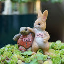 Resin Ornament Racing Turtle and Rabbit in Rustic Cute Style for Tables, Cabinets, and Gardens