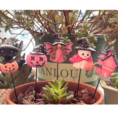 Halloween Pumpkin Skull Succulent Flower Pot Insert – Plant Pot Decoration, Resin Ornament