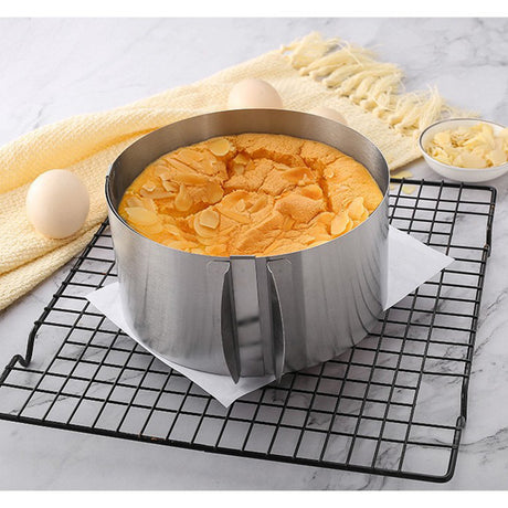 Adjustable Mousse Ring, Stainless Steel Round Cake Mold – 16-30cm Diameter, 8cm Height – Baking Tool for Cheesecake, Pastry, Sandwich, Salad & Cookie