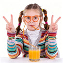 5-Pack Silly Straws Glasses, Reusable Crazy Straws for Kids, Flexible Twisty Straws Fun Eyeglass Frame Drinking Straws, Novelty Party Favors Supplies for Birthday, Game, Christmas, Holiday Decorations
