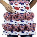 USA Map American Flag Egg Collecting Apron, Multi Pocket Egg Gathering Waist Apron, Patriotic Farm Egg Holder Apron for Chicken Farmers