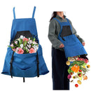 Garden Harvest Apron with Large Detachable Harvest Pouch, Adjustable Shoulder Strap Fruit Vegetable Picking Waist Apron, Multi Use Gardening Gathering Apron for Backyard Farmer-blue