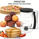4 Cup Batter Dispenser Measuring Pitcher with Lid, Pancake Cupcake Waffle Batter Separator Jug, Clear Baking Mix Dispenser with Measurement Markings-black