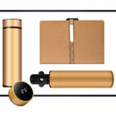 Luxury Corporate Gift Set Temperature Display Bottle Auto Umbrella Notebook, Premium Business Office Gift Hamper, All Weather Practical Employee Client Present-golden