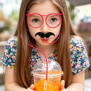 5-Pack Round Glasses-Shaped Straw, PETG, Food-Grade, Odorless, Reusable, Cute & Funny Novelty Straw