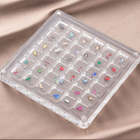 Acrylic Magnetic Seashell Display Box,Clear Sea Shell Display Box,Beach Magnet Storage Organizer Case for Seashell Diamond Beads,36 Grids,Transparent,1 Pack
