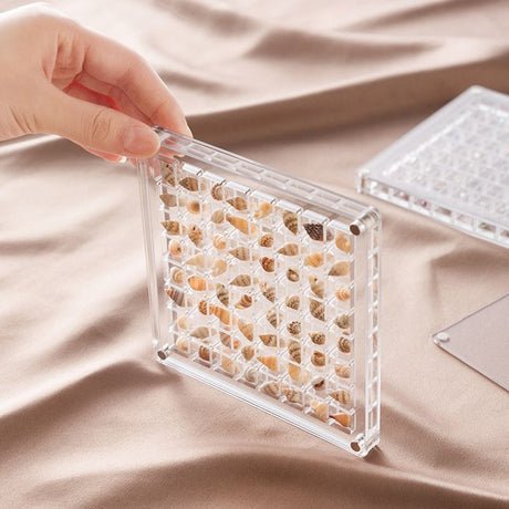 Acrylic Magnetic Seashell Display Box,Clear Sea Shell Display Box,Beach Magnet Storage Organizer Case for Seashell Diamond Beads,64 Grids,Transparent,1 Pack